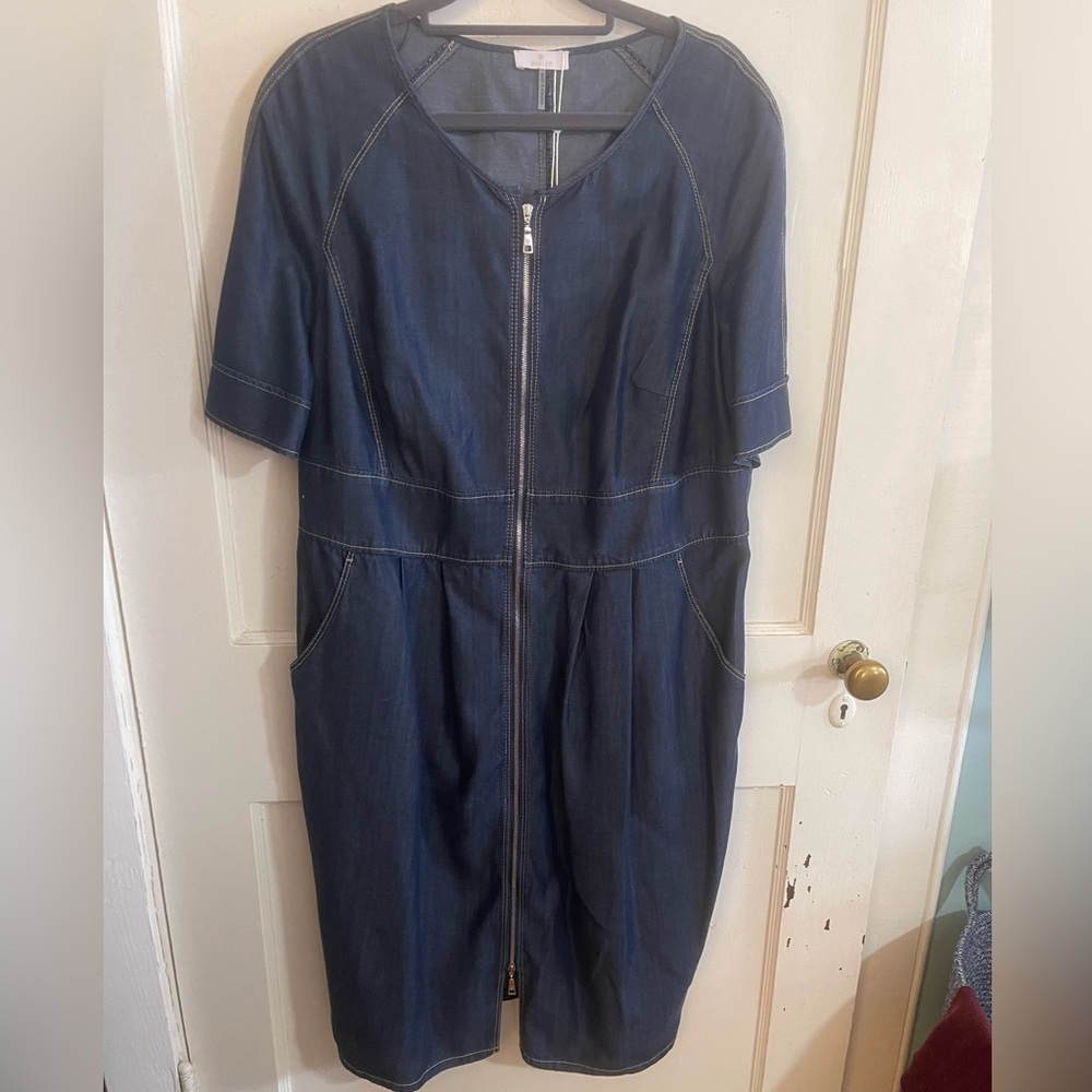 NWT Basler blue denim short sleeve dress size 44 / US size 16